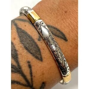 Brighton Silver and Gold Tone Scroll Bangle